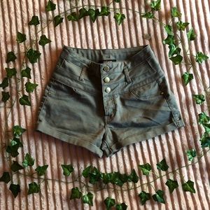 Forest Green High-Waisted Shorts